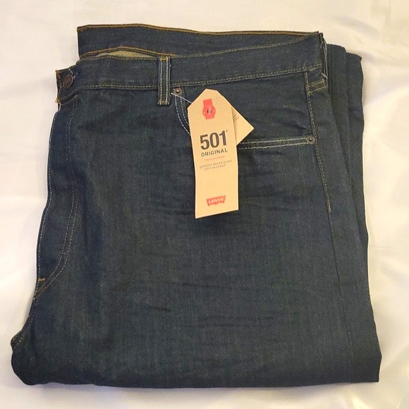 NWT Levi's 501 Original Straight Leg Dark Blue Jeans Mens Size W44X32L, W36X32L - Picture 2 of 7